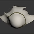 3D Character Head Model With White Hood Gold Trim And Brown Hair Side View