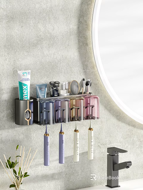 Perfume Cosmetics Storage Organizer Wall Mounted With Multiple Transparent Compartments For Bathroom Vanity 3d model 