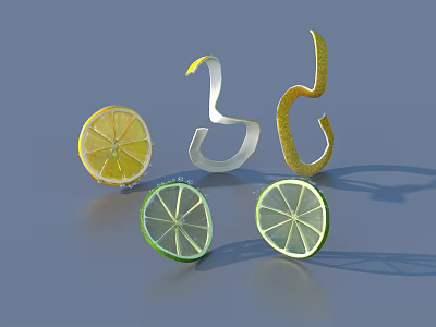 Lemon lemon slices lemon peel 3d model
