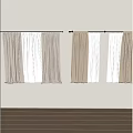 Beige and White Roman Blinds with Layered Texture Mounted on Light Colored Wall 3d model