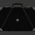 Black Suitcase With Silver Metal Corners Black Straps Small Pocket Metal Buckle And Black Handle