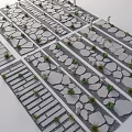 Stone Stepping Path Design With Arranged Slabs And Green Plants In Landscape
