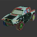 Toyota Off Road Racing Truck With Red Black Silver Exterior And Large Tires