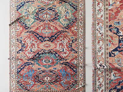 Square Area Rug With Traditional Intricate Patterns And Colorful Geometric Symmetric Designs 3d model
