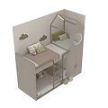 Modern Cream Tone Bunk Bed For Cozy Kids Bedroom With Built In Storage And Ladder