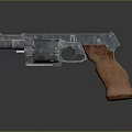 Classic Revolver With Metallic Body And Wooden Grip On Dark Surface