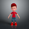 3D Animated Boy Character Wearing Red Shirt Blue Pants And Red Shoes