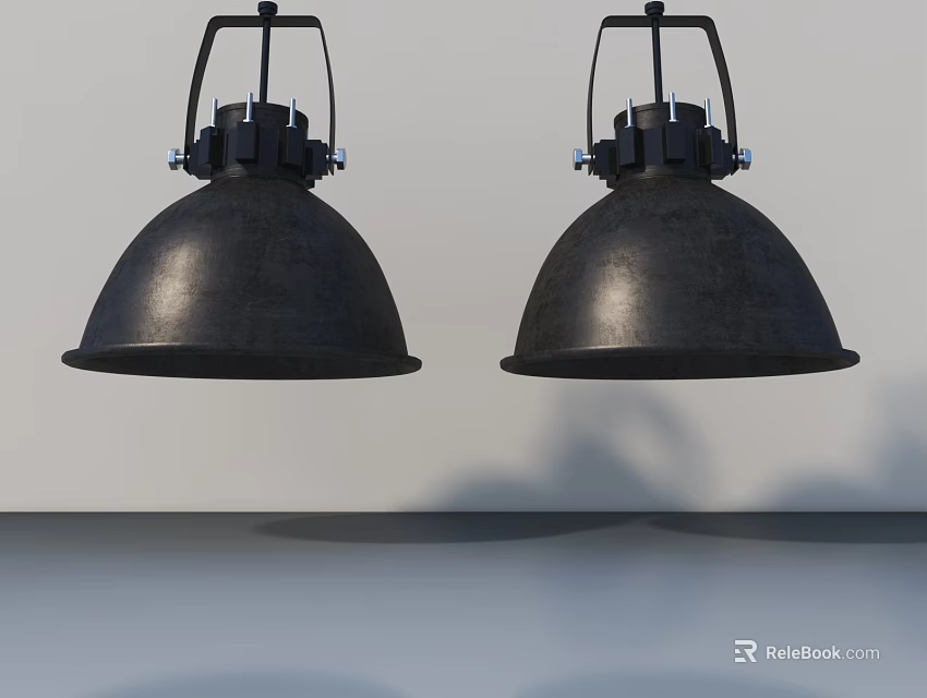 Contemporary Hinged Door Design With Black Pendant Lights And Wall Shadows 3d model 