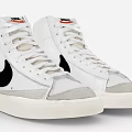 Nike White High Top Sneakers With Black Logo And Gray Sole Classic Design Casual Style