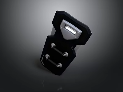 Black Electronic Device Component With Metal Housing Display Screen And Mounting Bolts 3d model