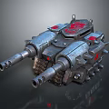 Heavy Battle Tank With Dual Cannons Metallic Armor Red Insignia And Reinforced Tracks
