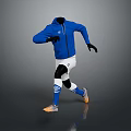 Men's Running Sportswear Blue Zip Up Jacket White Athletic Pants Black Gloves And Sports Shoes