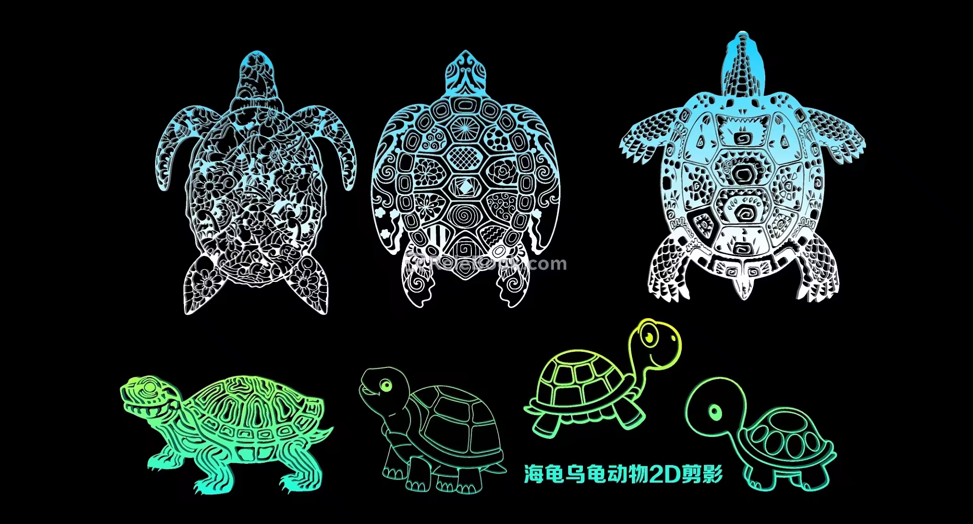 Turtle Animal 2D Silhouette 3d model