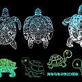 Turtle Animal 2D Silhouette 3d model