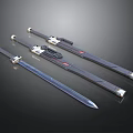 Three Decorative Swords With Metal Blades And Sheaths For Collection