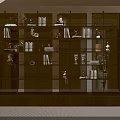 Modern Glass Shelf Bookcase With Wooden Base Decorative Items Books Plants And Doll