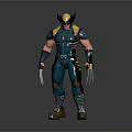 Wolverine Superhero 3D Model Character With Blue Yellow Costume And Metal Claws