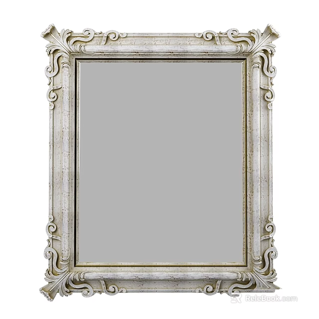 Elegant Vintage Mirror With Ornate Carved Frame And Classic Decorative Design 3d model 