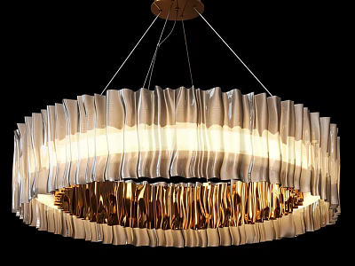 Modern Rippled Chandelier With Metallic Gold And White Layers For Warm Illumination 3d model