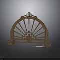 Decorative Arched Wooden Furniture With Radiating Stripes Intricate Grid Frame And Classic Design