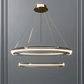 Modern Double Ring Illuminated Chandelier With Metallic Frame On Grey Paneled Wall