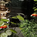 Vibrant Aquarium Fish Tank With Colorful Koi Fish Green Aquatic Plants And Decorations