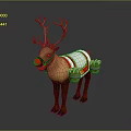 Christmas Themed Reindeer Decoration With Red Nose Decorative Saddle And Ornamental Barrels