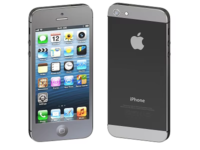 Apple iPhone Device Front Screen With Multiple App Icons And Back With Logo 3d model