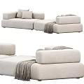 Modern Two Seater Sofa Design With Soft Cushions And Knitted Blankets 3d model