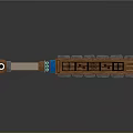 Traditional Multi section Wooden Weapon With Blue Accents And Metal Decorative Components