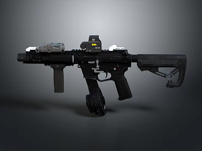Modern Black Tactical Assault Rifle With Scope Grip And Rail System 3d model