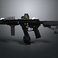 Modern Black Tactical Assault Rifle With Scope Grip And Rail System
