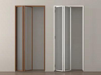 Modern Folding Doors Interior Wooden And White Frame Glass Panels Design 3d model