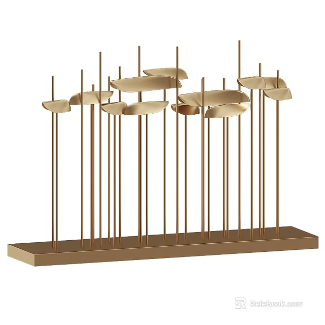 Modern Gold Metal Table Lamp With Multiple Slim Stands And Rectangular Base Design 3d model 