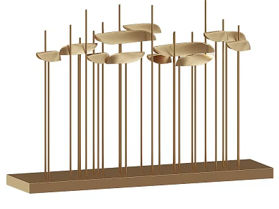 Modern Gold Metal Table Lamp With Multiple Slim Stands And Rectangular Base Design 3d model