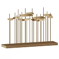 Modern Gold Metal Table Lamp With Multiple Slim Stands And Rectangular Base Design
