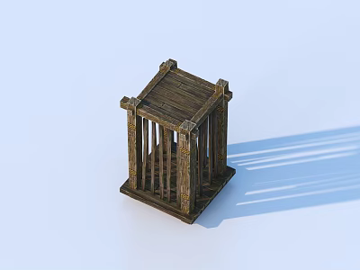 Handcrafted Wooden Decorative Cage Shaped Storage Organizer With Intricate Carved Details For Home Living 3d model