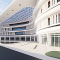 Modern Hotel Building With Curved Roof Glass Facade And Greenery Surroundings