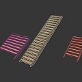 Wooden Slat Racks With Black Metal Frames For Household Storage In Different Sizes