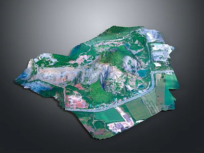 Detailed 3D Mountainous Terrain Model Featuring Vegetation Roads And Water Bodies 3d model