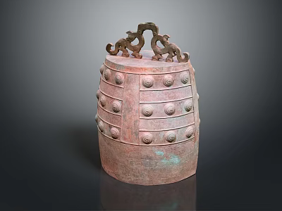Ancient Bronze Musical Bell And Artistic Painting Tools Collection 3d model