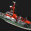 Pilot Boat With White Hull Orange Upper Structure And Navigation Equipment 3d model