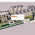 Modern Townhouse Complex With Gray Roofing And Landscaped Courtyard Layout
