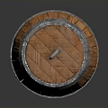 Vintage Wooden Barrel With Natural Wood Grain Metal Hoops And Top Ring