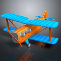 Biplane Passenger Plane Model With Orange Body Blue Wings And Details