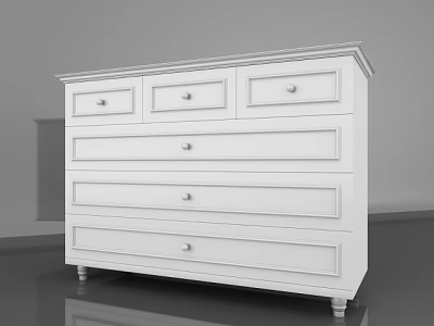 Modern White Dresser with Multiple Drawers and Decorative Knobs on Legs 3d model