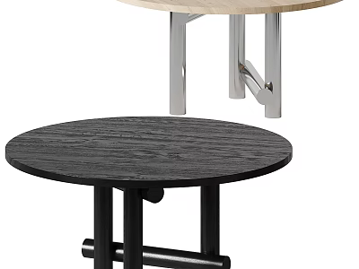 Modern Dining Tables With Light And Dark Wood Tops And Metal Legs Design 3d model