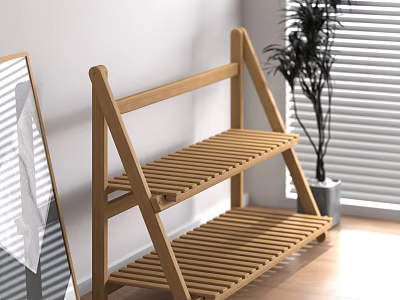 Storage Rack Shoe Rack Solid Wood Storage Rack Folding Rack 3d model