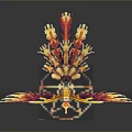 Colorful Decorative Sculpture With Feather Like Wings And Intricate Design Base