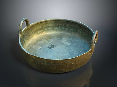 Vintage Bronze Household Basin With Two Side Handles For Daily Use 3d model
